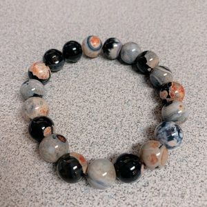 Orange Dream Fire Dragon Veins Agate 8mm Bead Bracelet